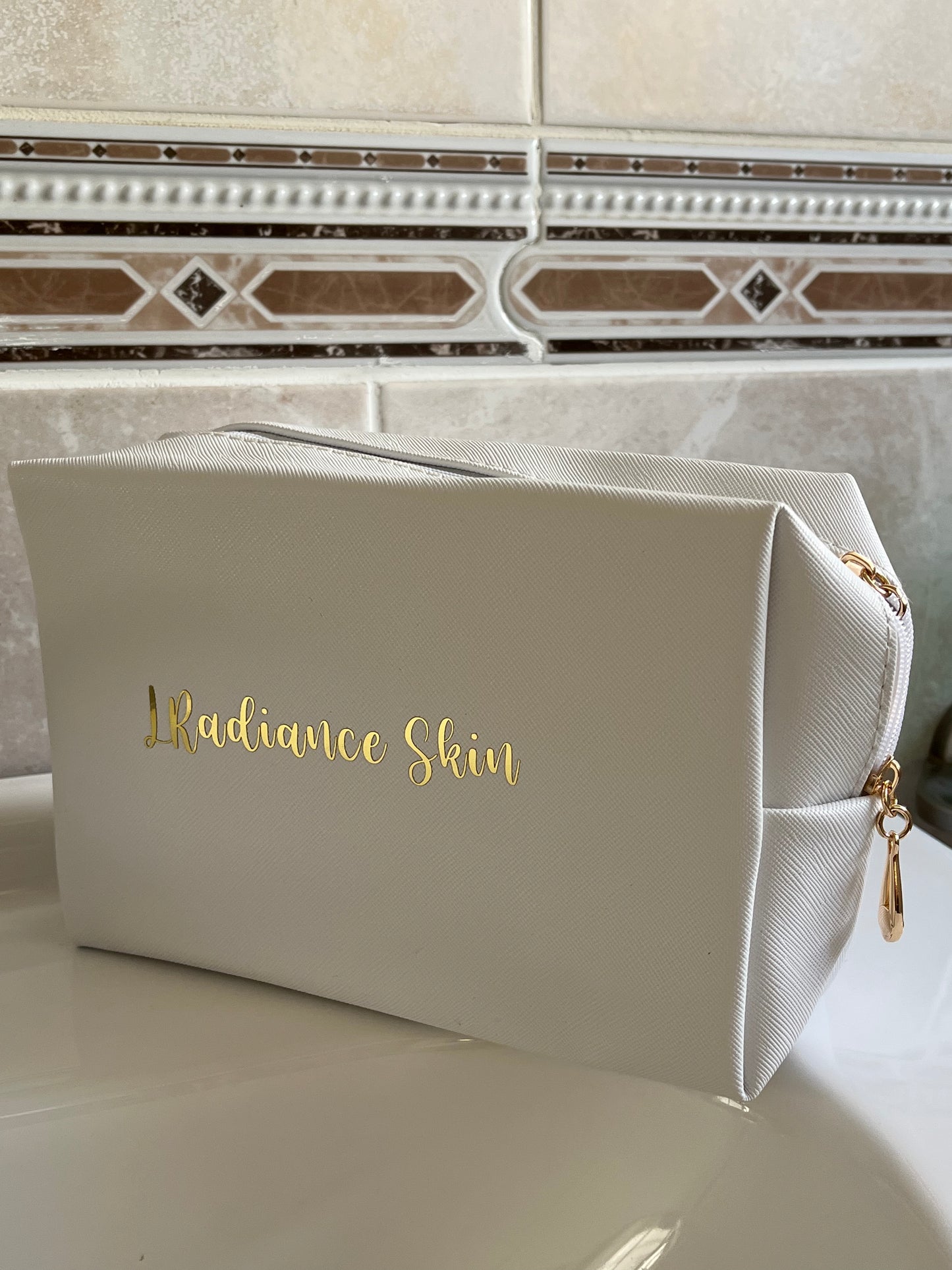 White & Bronze Cosmetic Bag